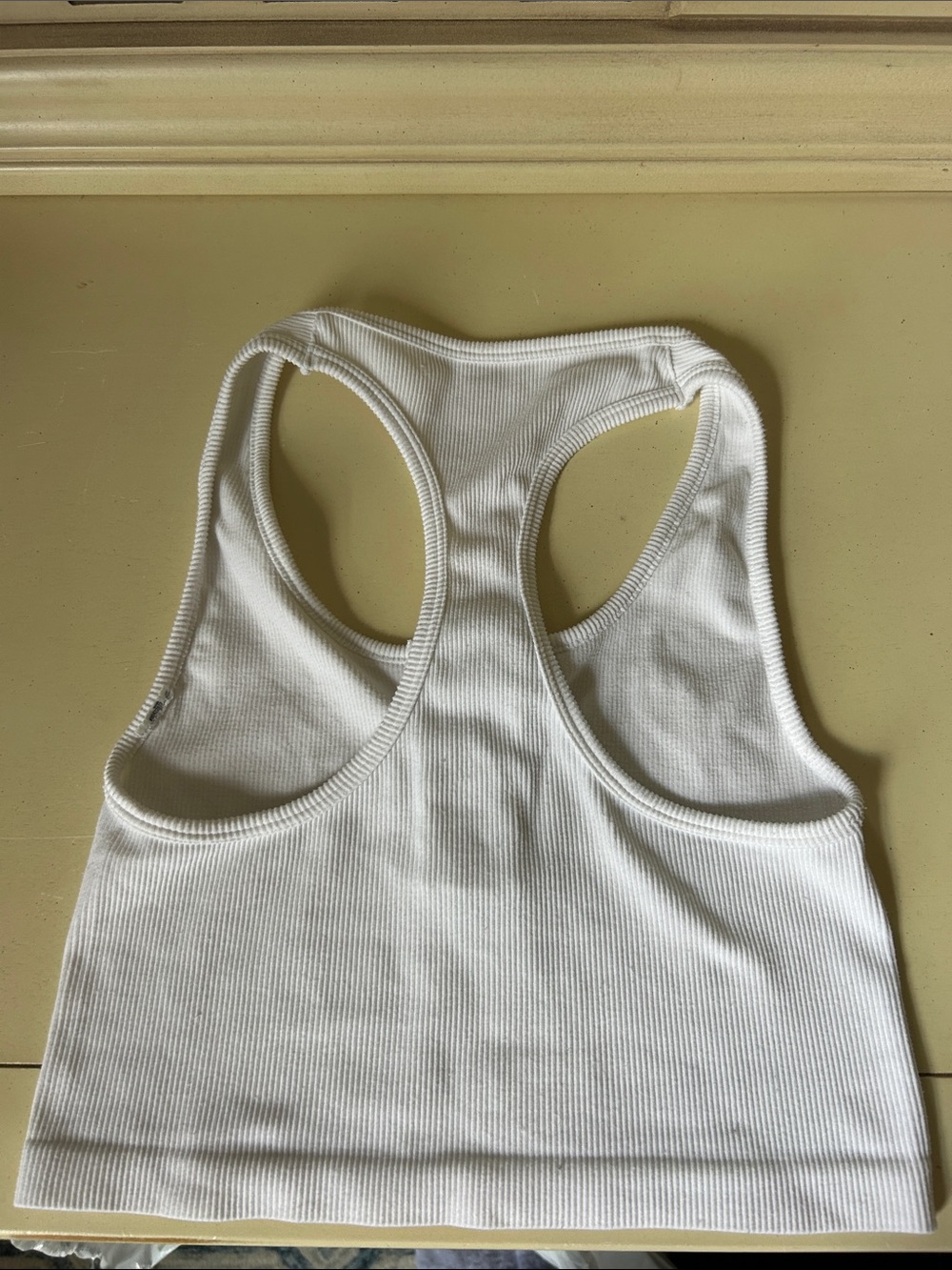 White Ribbed Racerback Snap-Front Tank Top - Picture 2 of 3